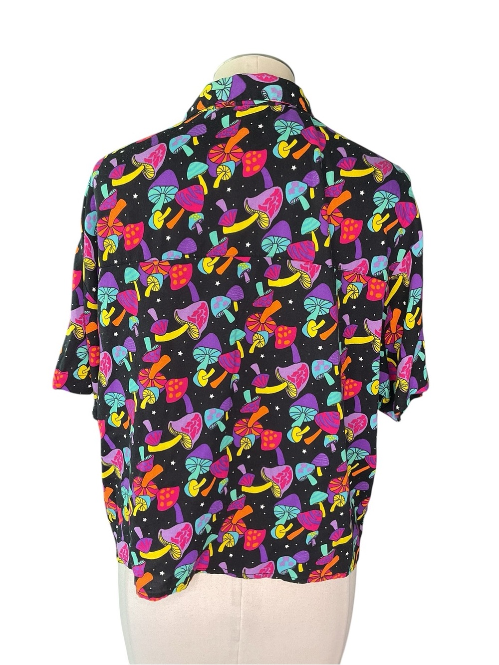 A.LAB Psychedelic Mushroom Button Front Shirt Top Size Large - Picture 3 of 6